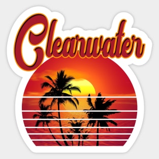 Clearwater Retro Vintage Sunset Beach Sticker